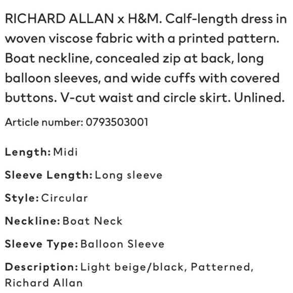 Richard Allan x H&M Circle-skirt Dress Size 6 - Picture 13 of 13